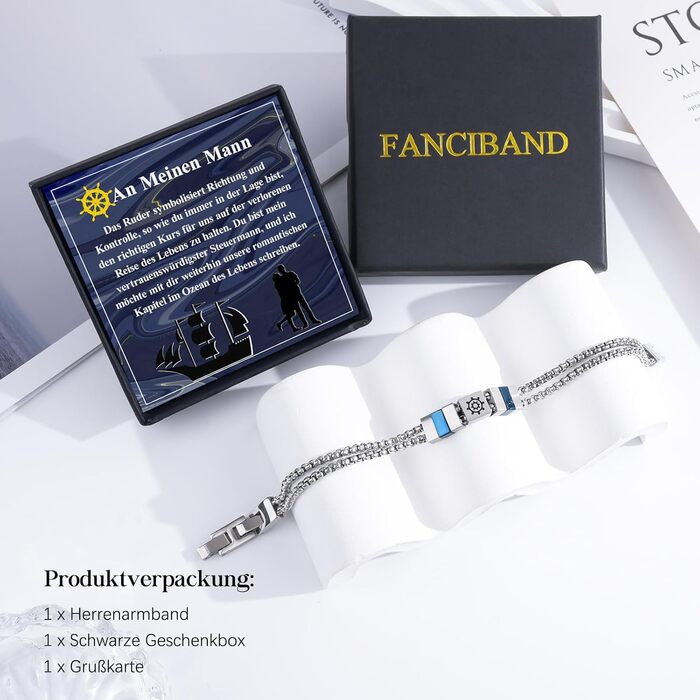 Браслет чоловічий FANCIBAND з нержавіючої сталі 316L з гравіюванням