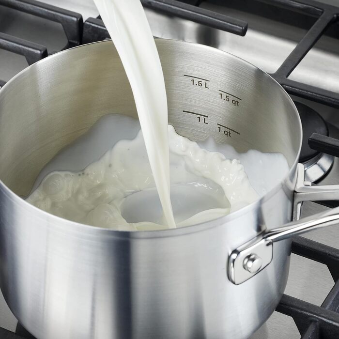 Набір кухонного посуду KitchenAid з нержавіючої сталі, 10 предметів, з полірованою поверхнею (каструля з ручкою 2 літри)