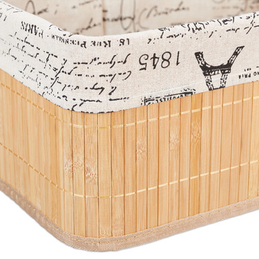 Relaxdays Bamboo Storage Basket with Print