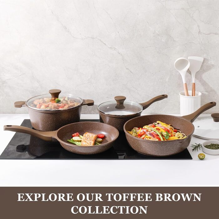 Сковорода SENSARTE з керамічним антипригарним покриттям, 28 см, швейцарське гранітне покриття, для приготування омлетів, сумісна з газовою та індукційною плитами, без PFOA/PTFE/PFAS, білий колір