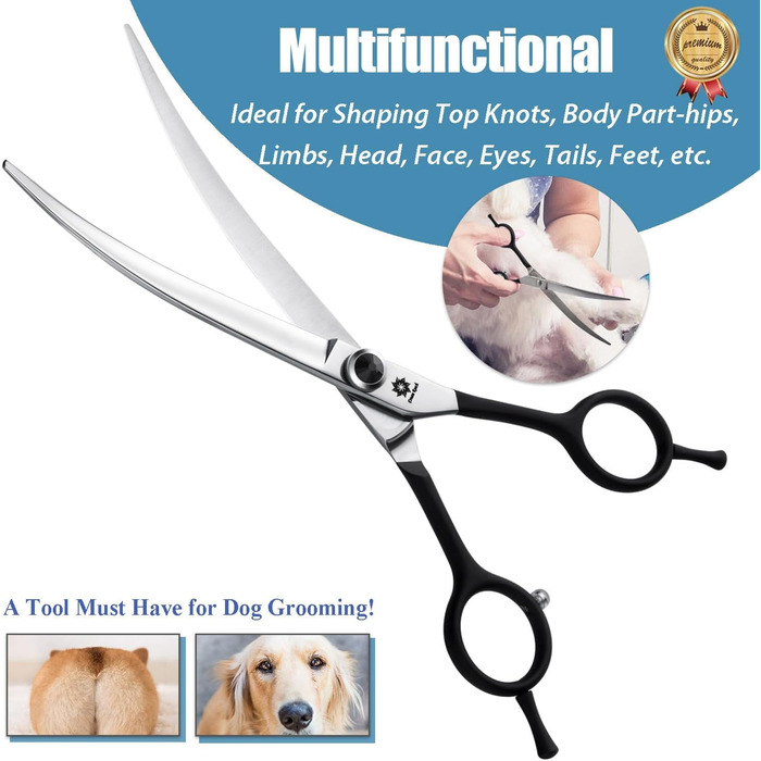 Ножиці для собак Dream Reach 6,5 дюйма, професійні, з нержавіючої сталі 440C, вигнуті, у подарунковій коробці, для грумінгу собак та котів