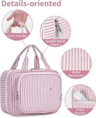 Narwey Косметичка для дівчаток з сіткою, велика, зелено-сіра, з смугами, модель Y