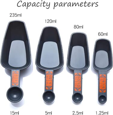 WAAZI 4-Piece Measuring Spoon Set for Baking and Cooking - 1/4 Cup to 1 Cup - PP Plastic Measuring Spoons Kitchen Tool Measuring Cup Set