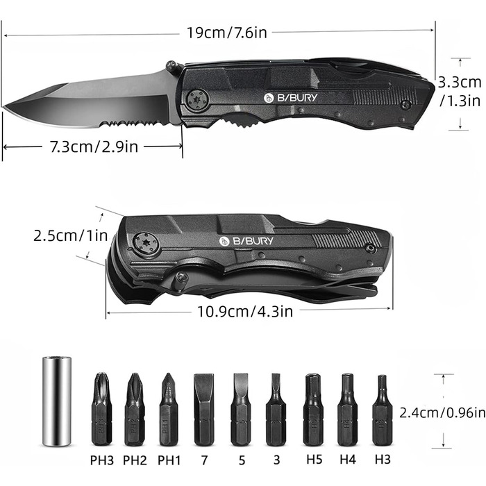 Мультитул BIBURY 5-в-1: мультиінструмент з плоскогубцями, викрутками для кемпінгу та відпочинку на природі
