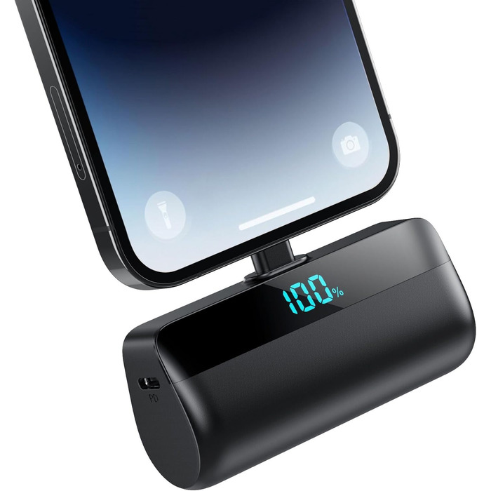 Power Bank Feob Mini 5200mAh 20W PD: Швидка зарядка, LED-дисплей, компактний, сумісний з iPhone 14/13/12/11/XS/XR/8/7/6 (Сірий, Чорний)