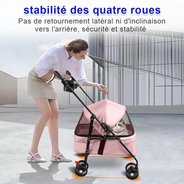 Візок для собак та котів OHMG, складний, до 20 кг, з гальмами, XXL-кошик, 3 вікна, тримач для напоїв, 50 x 70 x 95 см