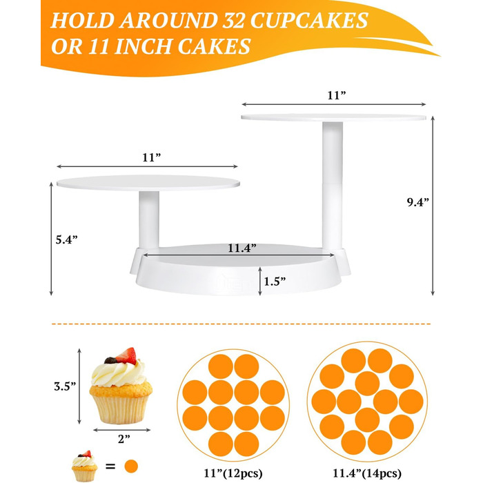 Обертова підставка для тортів Uten - поворотний стіл для випічки, декорування тортів, з пластику