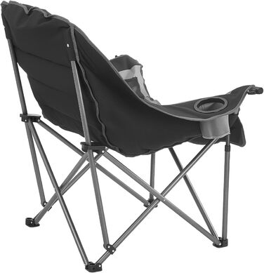 Кемпінговий стілець VEVOR великий, складний - до 204 кг, з підсклянниками, для риболовлі, пікніка, чорно-сірий