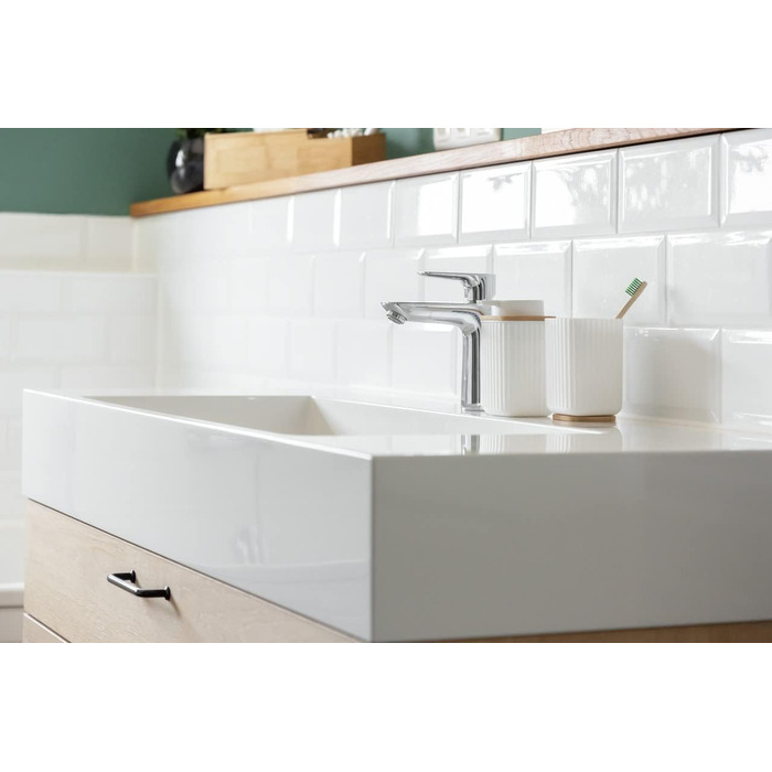 Дозатор для мила WENKO Rotello, 250 мл, з бамбуковим декором, для мила та засобів для миття посуду, червоний/натуральний