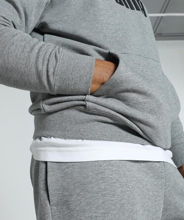 Чоловіча толстовка Puma ESS No. 1 Logo Hoodie з капюшоном, сіра (Medium Gray Heather), розмір XL