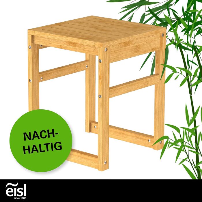 Табурет для ванної кімнати з бамбука EISL BMBA02-BH2, 35x45x35 см, з сидінням