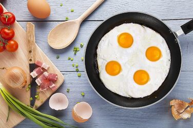 Набір посуду KICHLY 5 предметів з антипригарним покриттям: каструлі та сковорідки для індукційних плит. Включає сковорідки 20см, 28см та каструлі 20см, 22см, 16см з кришками (чорний)