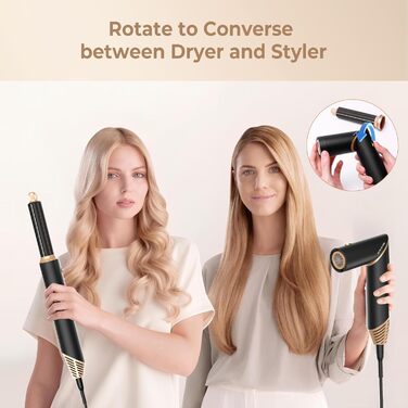 Стиліст для волосся 5 в 1: фен, плойка, щипці, брашінг, об'єм. Чорний