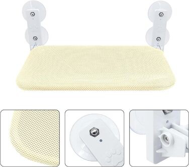 Крісло-гойдалка для котів на вікно, розкладне, з 4 присосками, міцним каркасом, дихаючим мережем (Бежевий, 45 x 30 см)