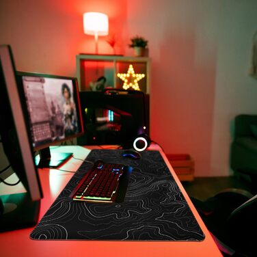 Ігровий килимок для миші Niviy Gaming Mousepad XXL 800x350мм, білий з топографічним принтом