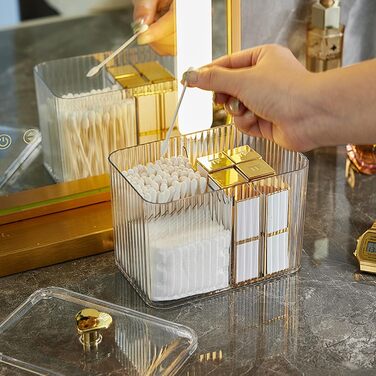 Контейнер для ватних паличок Veki з кришкою, прозорий, для ватних дисків, зубної нитки, косметики (зелений)