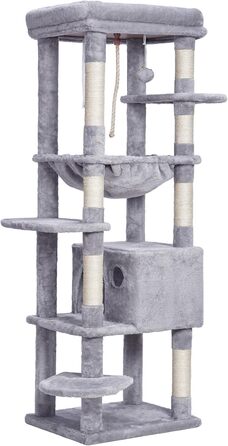 Котячий будиночок Heybly Kratzbaum з декою, для великих котів, 153 см, сірий