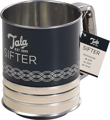 Tala Traditional Manual Flour Sifter in Indigo and Ivory Design - Classic Baking Sifter, Easy to Use, Durable, Elegant Kitchen Utensil