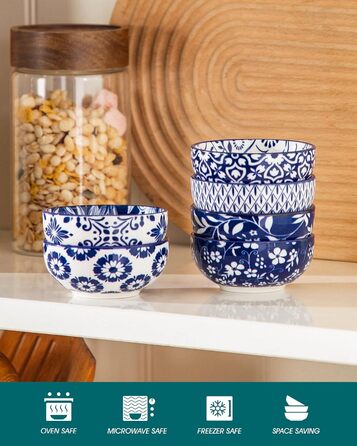 Набір кавових чашок з блюдцями Vancasso Cappuccino SELENE 6шт, 240мл, блакитно-білий вінтаж, порцеляна