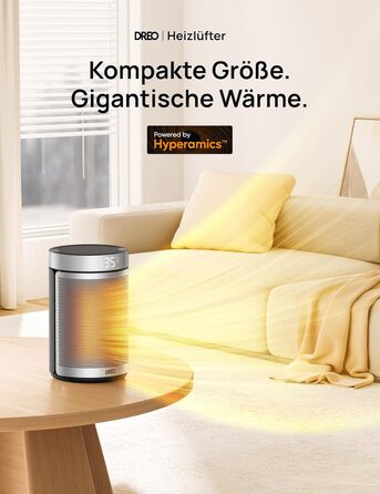 Dreo Energy-Saving Heater, 34 dB Quiet 1500W Electric PTC Ceramic, Thermostat, Overheat & Tip-Over Protection, 12 Hour Timer, Electric Heater for Rooms, Bedrooms, Atom 316, Silver Silver Standard
