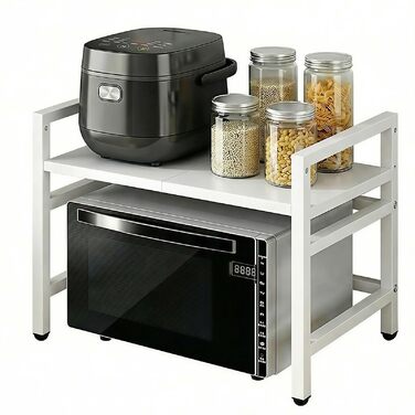 Решітка для мікрохвильової печі UBRAVOO регульована з гачками, 100 кг, органайзер для кухні (білий)