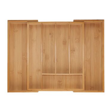 Relaxdays Extendable Bamboo Cutlery Box