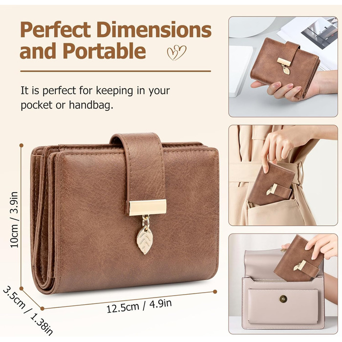WACCET Wallet for Women Small, Ladies Purse RFID Blocking PU Leather Large Capacity Wallet with 14 Card Slots and Zipper Coin Pocket Small Wallet for Women