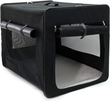 Транспортна переноска для собак та котів Wiltec, L (76x56x61 см), чорна, знімний килимок