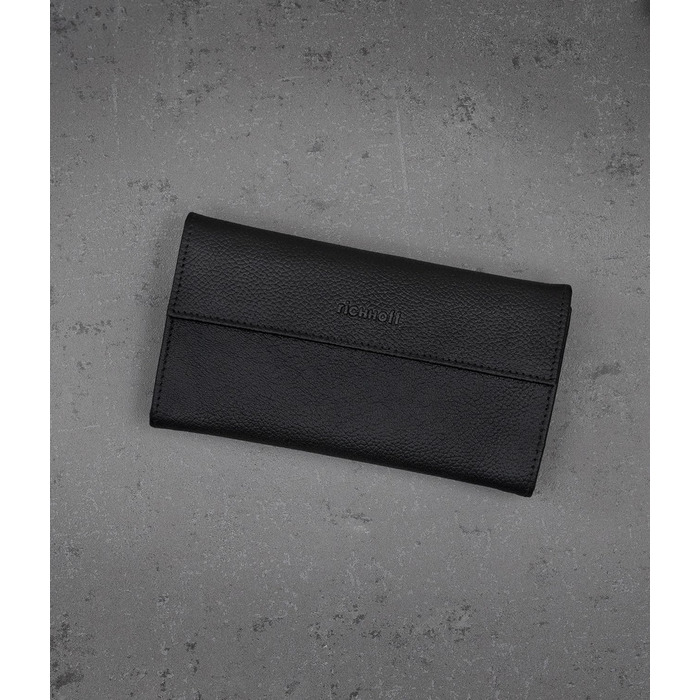 Richhoff Tobacco Pouch made of Premium Leather - Tobacco Bag with Magnetic Closure - Rolling Pouch with Extra Double-Paper & Filter & Lighter Pocket - Tobacco Bag - (Black)