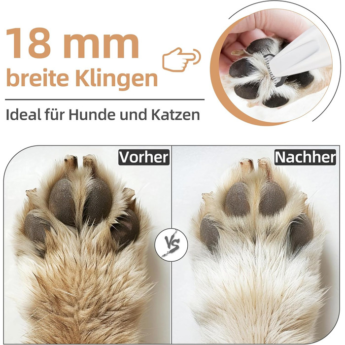 Триммер для собак ALL FOR PAWS з LED-підсвічуванням – 18 мм, тихий (35 дБ), водонепроникний (IPX4), USB, для догляду за лапами, вухами, обличчям та спиною