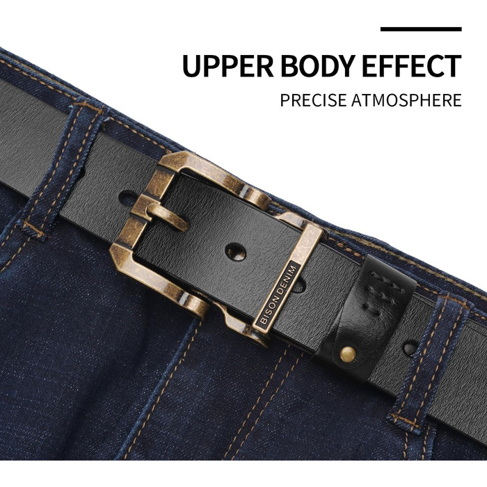 Чоловічий шкіряний ремінь BISON DENIM з класичною пряжкою, міцний, для джинсів, довжина 115 см (підходить для об'єму талії 36-39 дюймів) + ремінь з принтом, довжина 125 см (підходить для об'єму талії 41-43 дюйми)