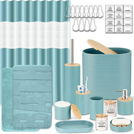 розмір: набір для ванної кімнати на 26 предметів + пвх-шторка для душу + килимки
