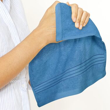 Набір м'яких махрових рушників для обличчя та тіла Utopia Towels, 100% бавовна, 30x30 см, сіро-блакитний, 12 шт.