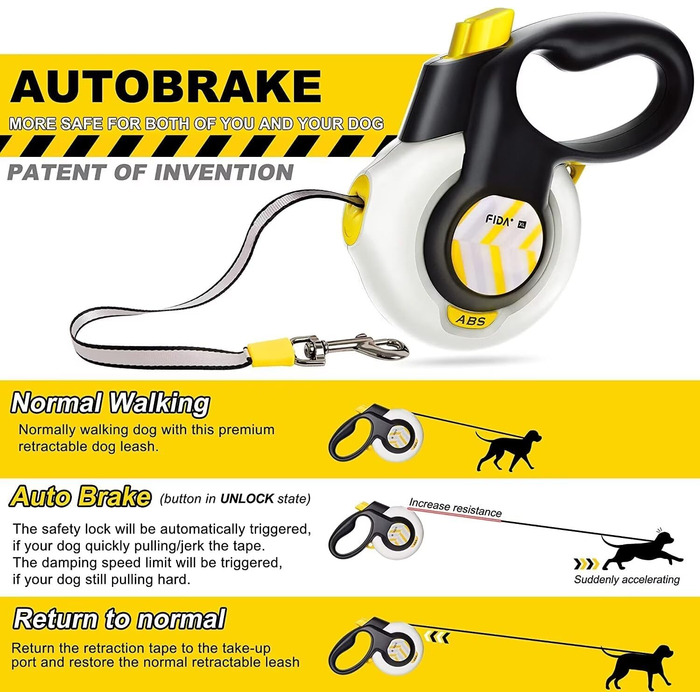 Автоматичний поводок FIDA AutoBrake для собак, 5 м, запобігає тягні, для собак малого розміру (5-12 кг)