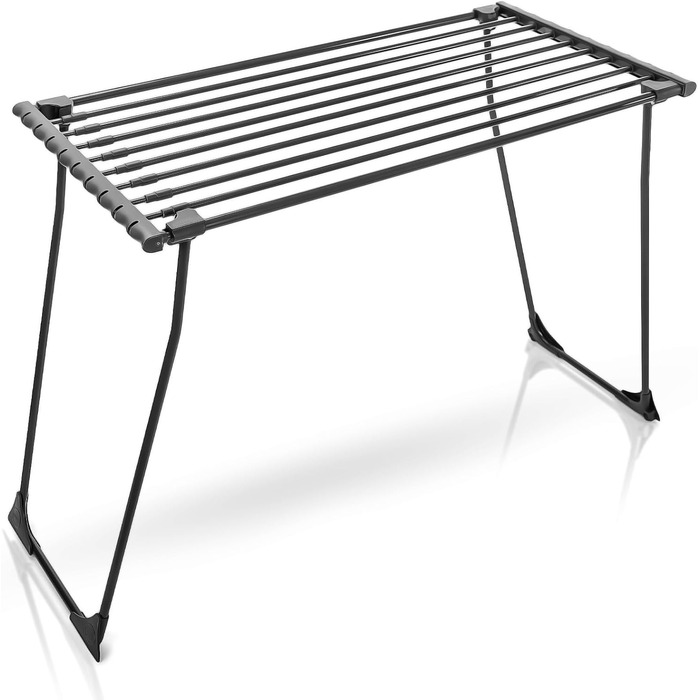 BigDean Telescopic Bed Sheet Drying Rack Black with Wheels - Without Obstructive Crossbar - Black Edition 20m Extendable - Winged Clothes Dryer Clothes Dryer