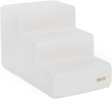 Сходинки для собак Velinda: 3 сходинки, підійдуть і для котів. Допомога у підйомі для домашніх тварин. Зроблені з пінопласту, колір: кремовий (Cord)