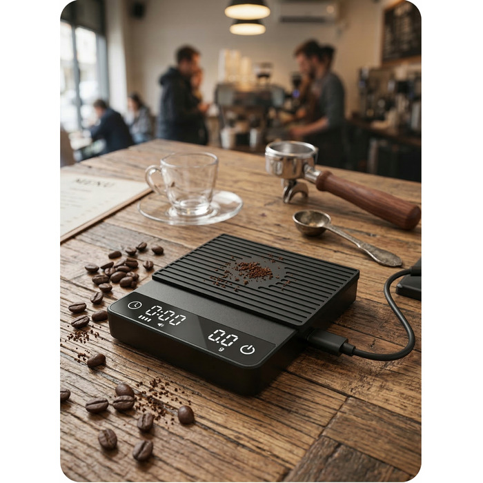 Ваги для кави еспресо з таймером, точність 0.1 г, USB-C, кухонні ювелірні ваги до 2 кг