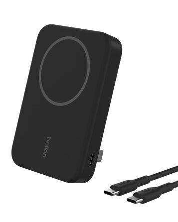 Бездротовий павербанк Belkin BoostCharge Pro 10000mAh з підтримкою Qi2 та MagSafe, портативний зарядний пристрій зі стійкою для iPhone 17, 16, 15, 14 та Pixel, чорний