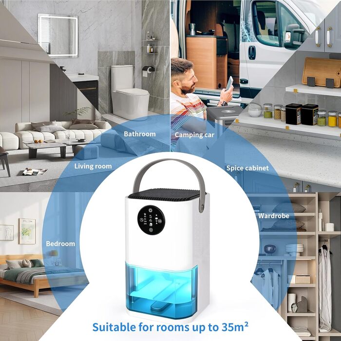 Електричний осушувач повітря Dreamhigh® 1.7L для ванної, підвалу, спальні (35 ㎡)