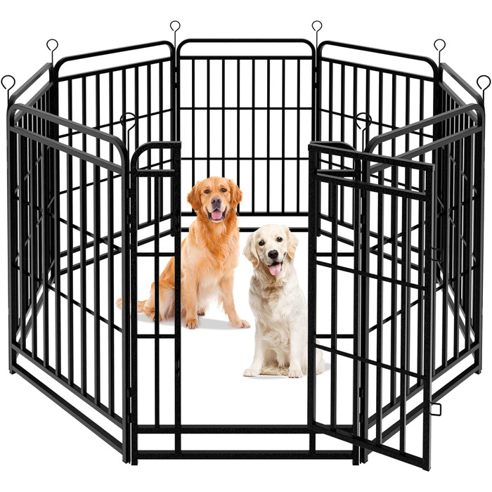 Вольєр для цуценят 544см, 80см висотою, 8-секційний розкладний вольєр для тварин з дверима, вольєр для собак, переносний загін для собак, котів, кроликів та саду, збірка без інструментів (8 секцій - 100см висотою)