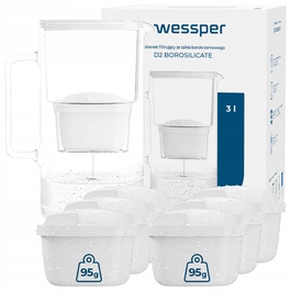 Скляний фільтр-віддільник для води Wessper D2 BOROSILICATE, 3 л, білий + 7 фільтрів