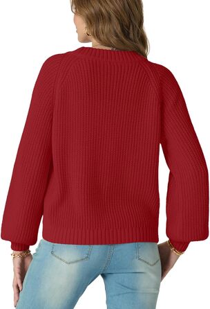 Жіночий в'язаний кардиган GRECEREE з V-подібним вирізом та ґудзиками, з кишенями (червоний, M)