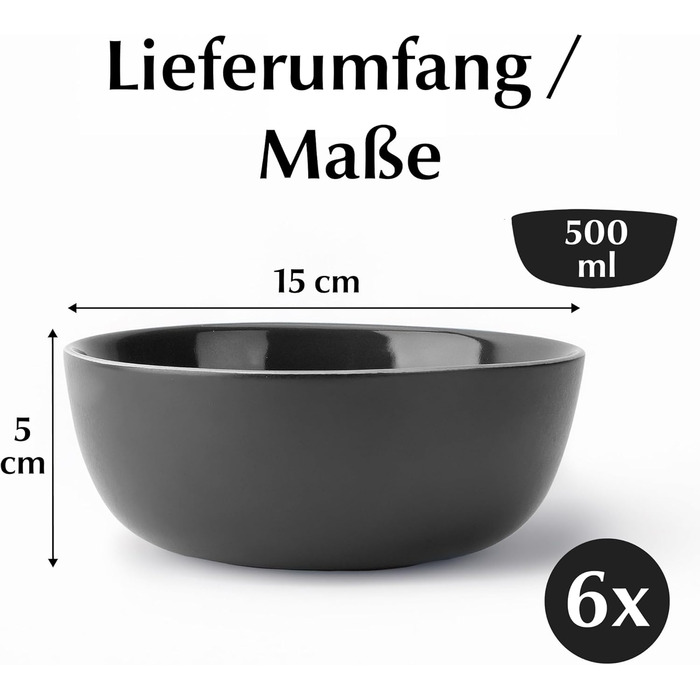 Набір мисок Miamio Le Papillon, 6 шт по 600 мл: для смузі, салатів, супів | 600 мл