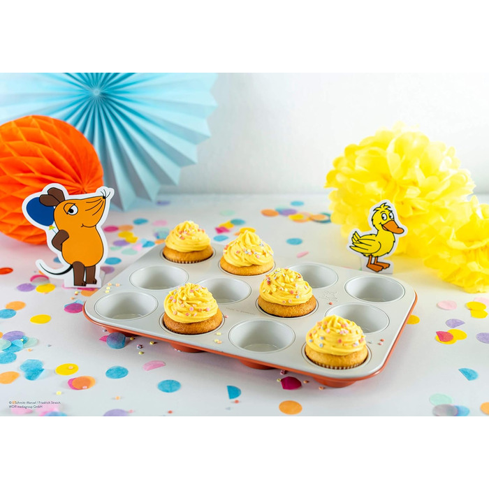 Форма для випічки Dr. Oetker DieMaus, Ø 26 см, набір 3 шт., сталевий лист, антипригарне покриття, помаранчевий/кремовий