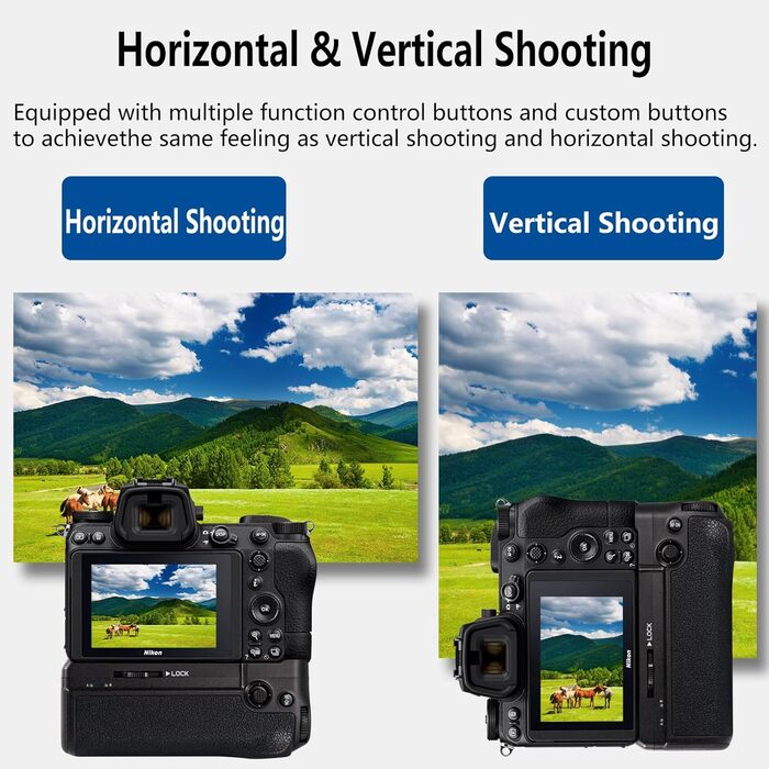 Грип батарей для камер Nikon Z6II та Z7II (сумісний з MB-N11), синхронізація всіх функцій, вміщує 2 акумулятори EN-EL15C, для вертикальної зйомки