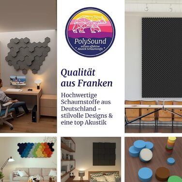 Акустичні 3D-панелі PolySound ECO гексагон, самоклеючі панелі для звукоізоляції офісу, геймерської зони та дому, набір 9 шт (3-10 см), колір Smoky Safari