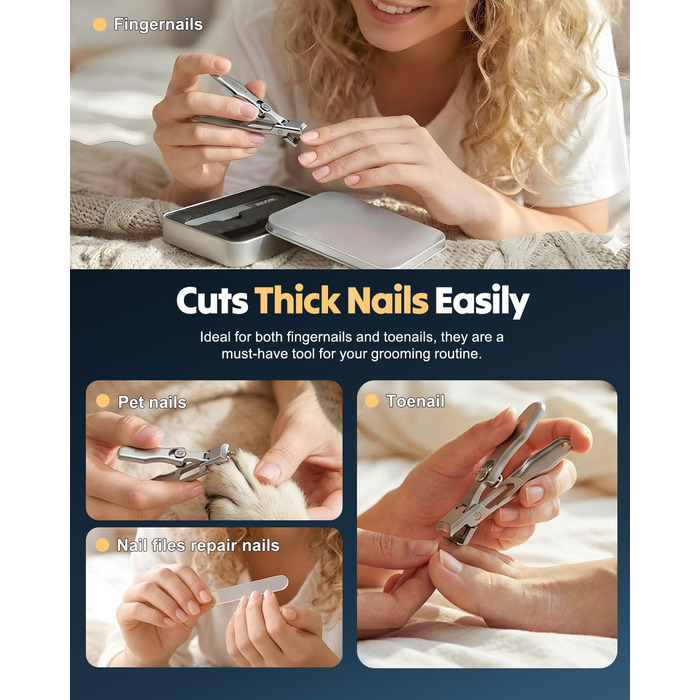 Набір для манікюру (ножиці для нігтів) Edelstahl 2026 – для чоловіків та жінок, для товстих нігтів, з пилкою, сріблястий