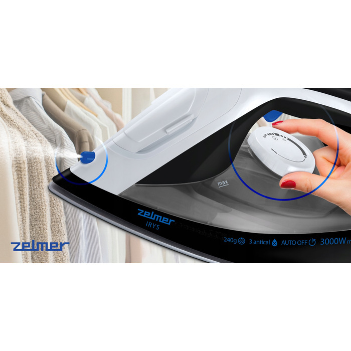 Парова праска Zelmer Irys ZIR3100 3000Вт, 0,4 л, керамічна підошва