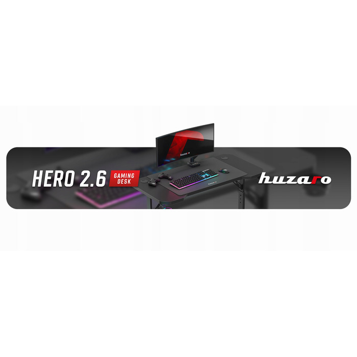Ігровий стіл з регулюванням висоти Huzaro Hero 2.6 Black + килимок