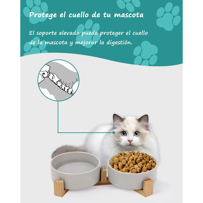 Миска для корму для собак та котів з кераміки з бамбуковим підставкою та антиковзним килимком (400 мл, 2 шт. - зелений)